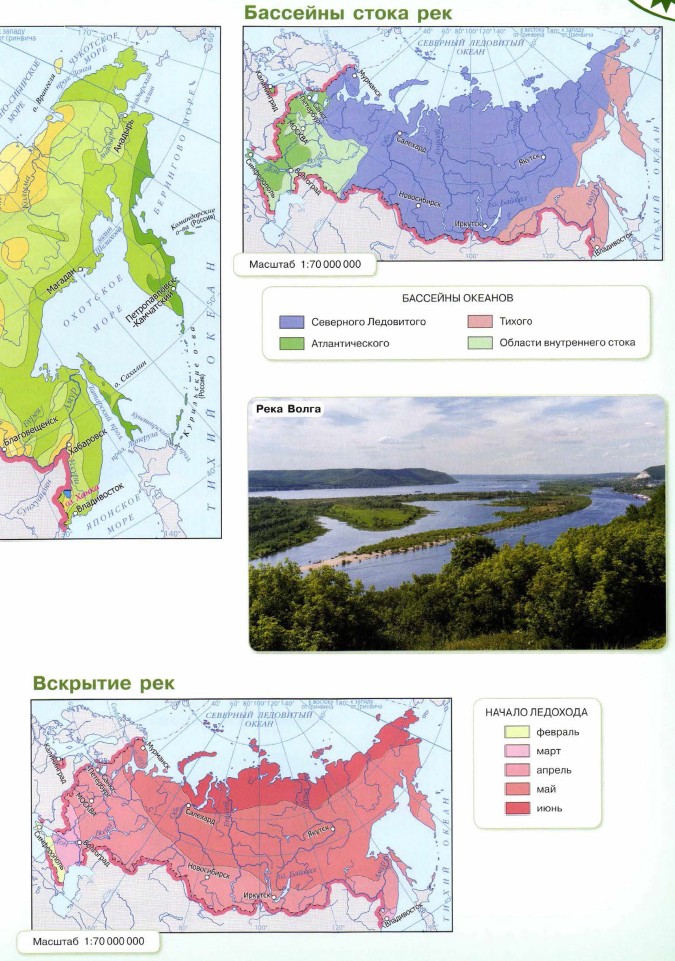 Водные ресурсы России. Замерзание рек. Бассейны стока рек. Вскрытие рек ...